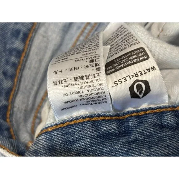 Levi's Womens 501S Skinny Jeans Sz 29 (29x32) Blue Distressed Denim Button Fly - Picture 7 of 9